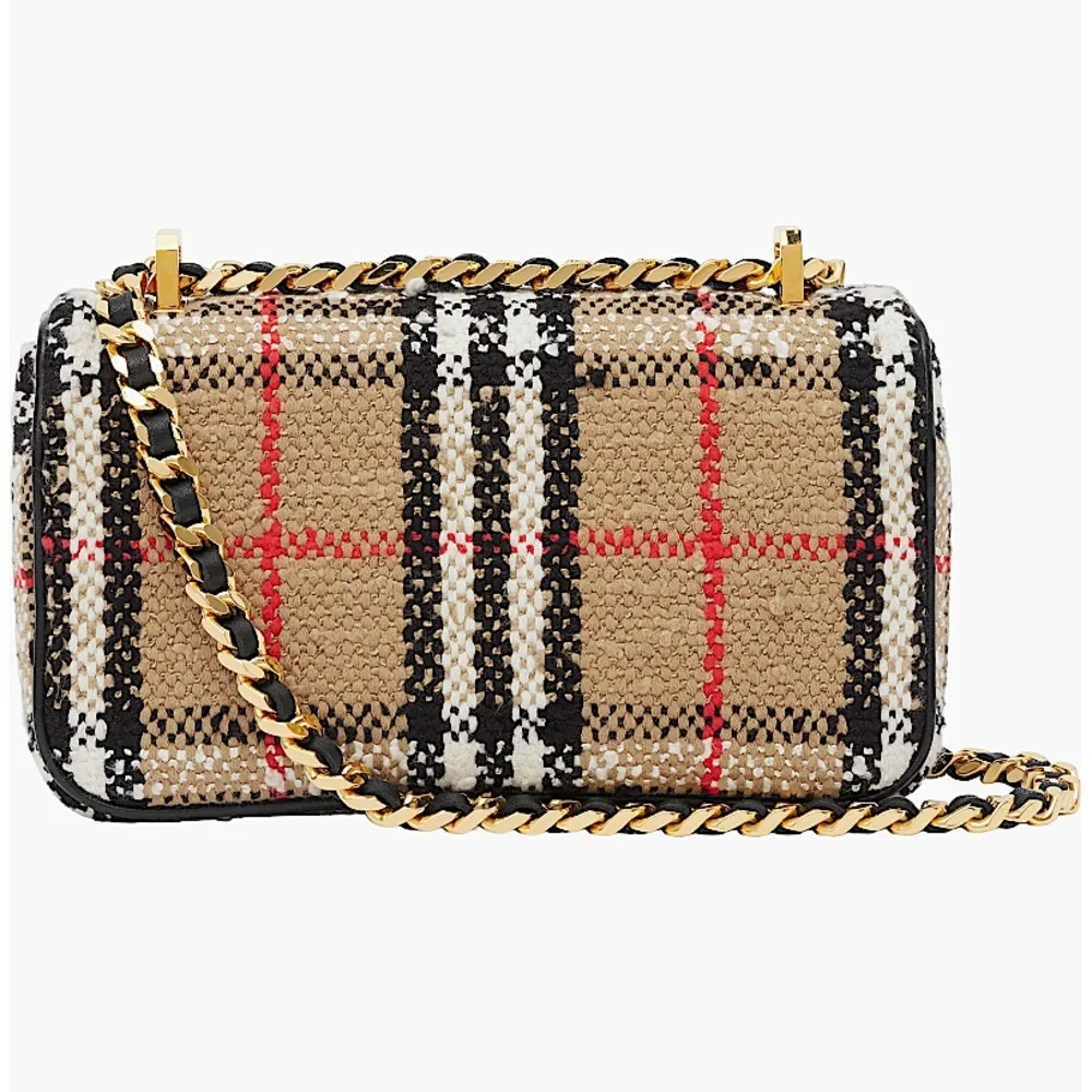 NEW🔥BURBERRY Mini Lola Woven Check Bag - Picture 5 of 16